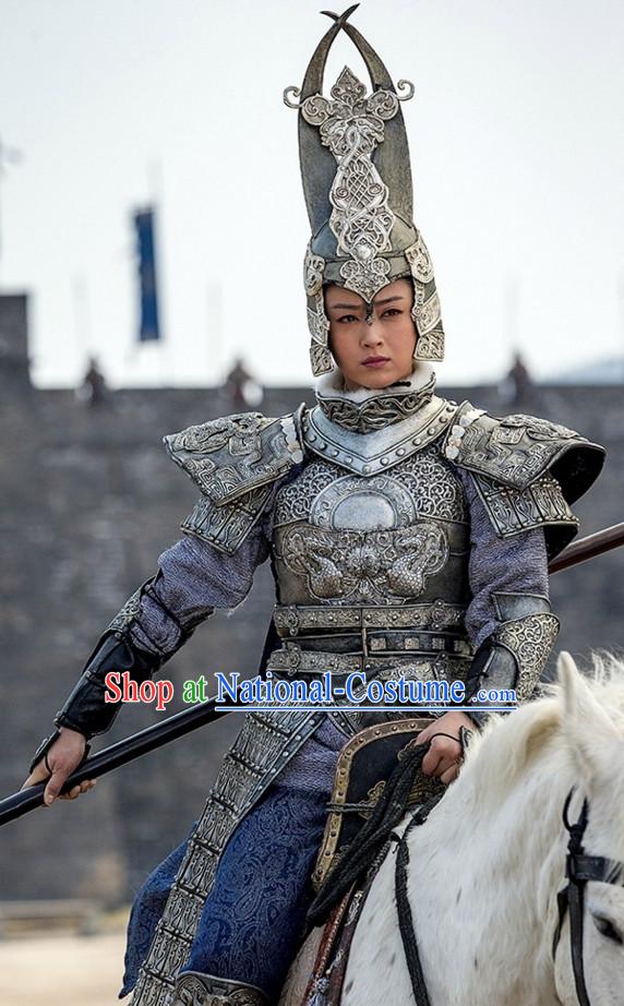 Ancient Chinese Style Body Armor Costumes Dress Authentic Clothes Culture Han Dresses Traditional National Dress Clothing and Headpieces Complete Set for Men