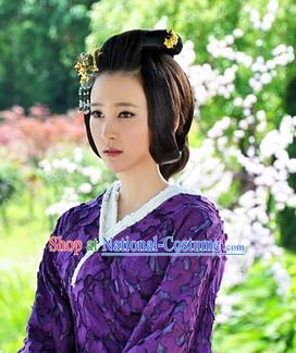 Ancient Chinese Style Palace Princess Black Long Wigs and Headdress