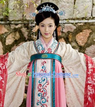 Ancient Chinese Style Palace Princess Black Long Wigs and Headwear Set