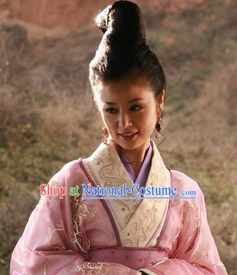 Ancient Chinese Style Lady Black Long Wigs and Headwear Set