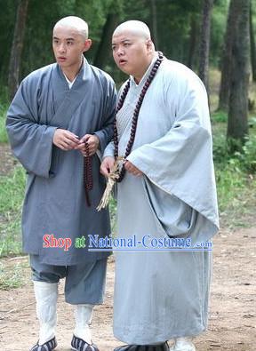 Ancient Chinese Style Male Monk Long Robe Costumes Dress Authentic Clothes Culture Traditional National Clothing Complete Set