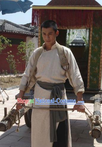 Ancient Chinese Style Male Kung Fu Long Robe Costumes Dress Authentic Clothes Culture Traditional National Clothing Complete Set