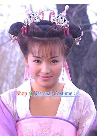 Traditional Chinese Style Fairy Black Wigs and Headwear Set