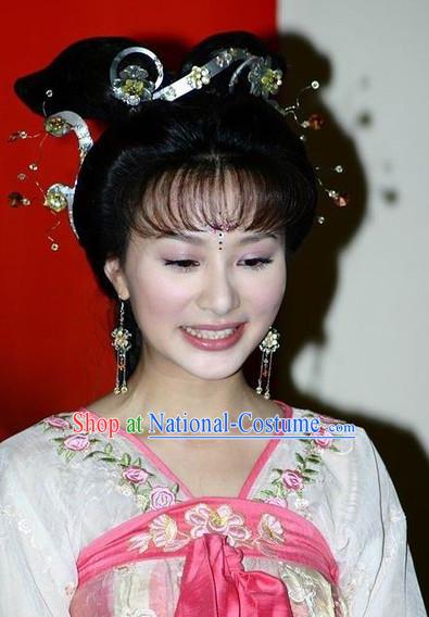 Traditional Chinese Style Princess Black Wigs and Headwear Set