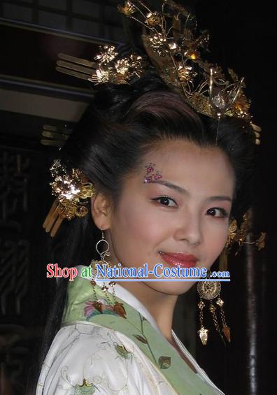 Traditional Chinese Style Empress Black Wigs and Headwear Set