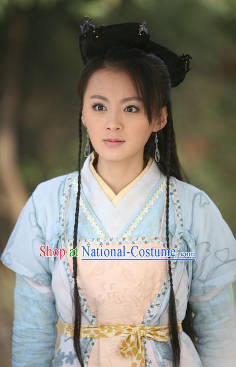 Traditional Chinese Lady Black Wigs and Hair Accessories Complete Set