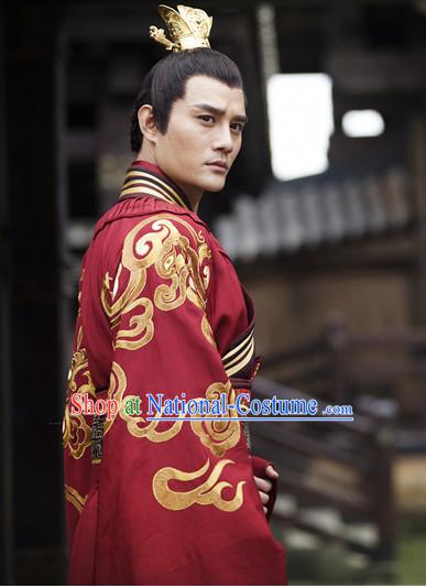 Traditional Ancient Chinese Prince Style Black Full Wig and Headband Set for Men Teenagers Boys