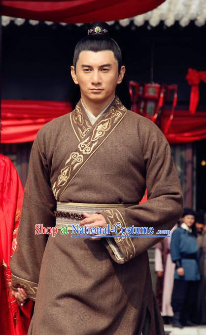 Traditional Chinese Ancient Hanfu Male Robe Clothing Complete Set