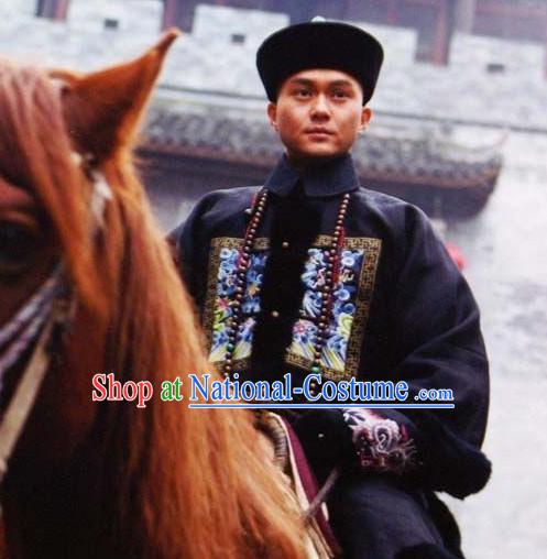 Traditional Chinese Ancient Qing Dynasty Palace Official Costume and Headdress Complete Set