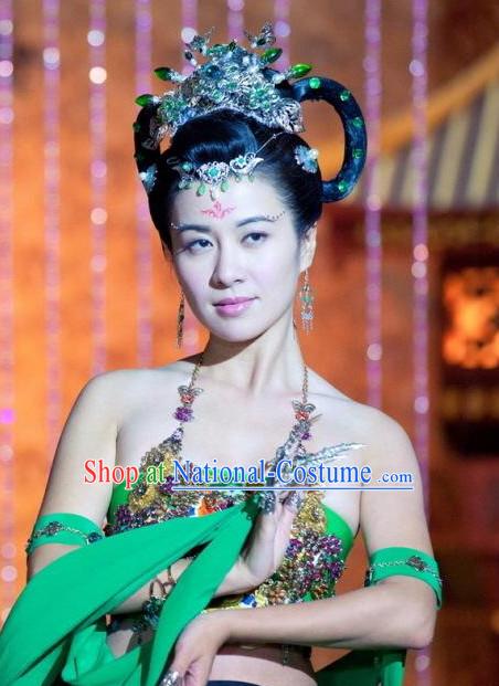 Traditional Ancient Chinese Style Black Full Wigs and Hair Jewelry for Women