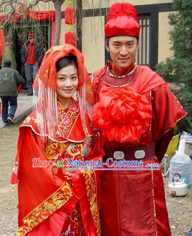 Custom Made Traditional Chinese Style TV Drama Film Wedding Dresses 2 Complete Sets