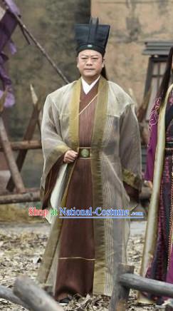 Custom Made Traditional Chinese Style TV Drama Film Male Long Robe and Hat Complete Set