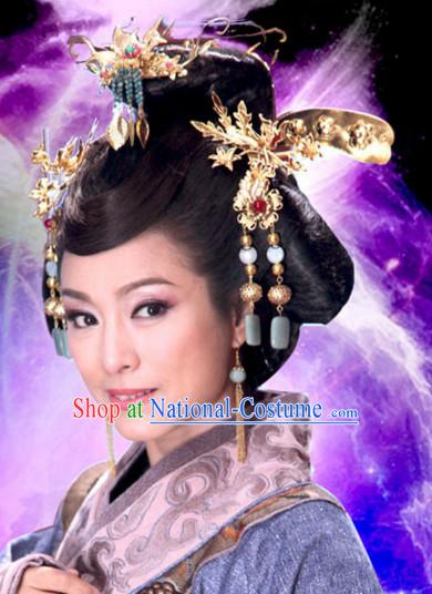 Ancient Chinese Traditional Style Queen Hair Jewelry Headpieces Set