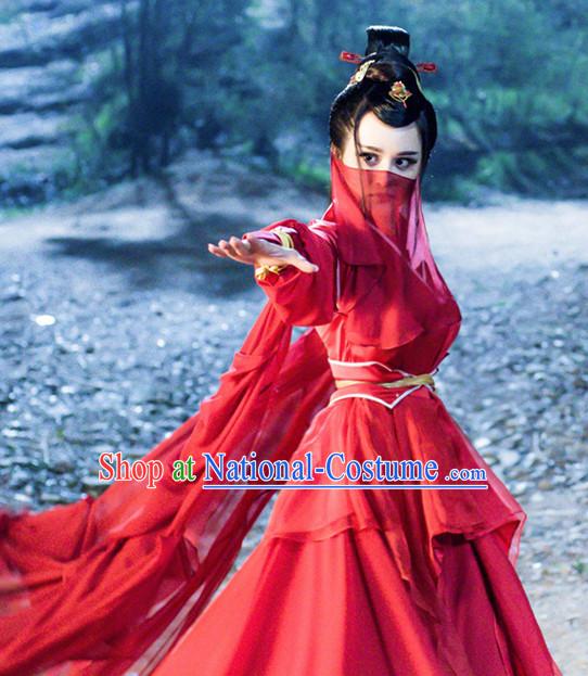 Traditional Chinese Ancient Female Fighter Costumes Complete Set