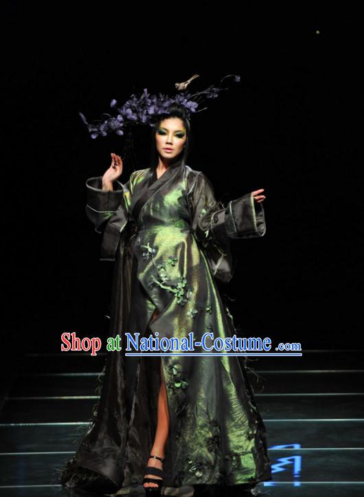 Asian Chinese Fashion Custom Tailored Custom Make Made to Order Chinese Style Custom Made Professional Stage Performance Costumes and Hair Decoration Complete Set