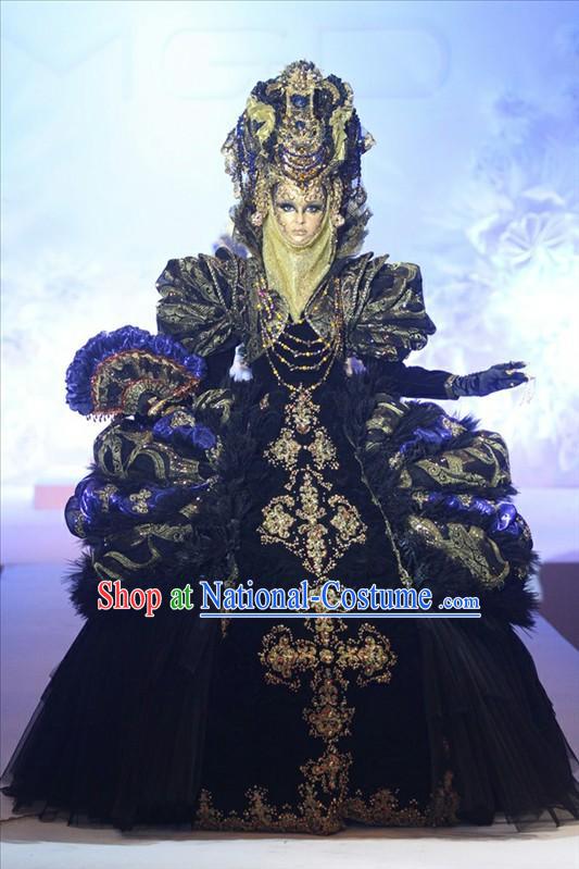 Asian Chinese Fashion Custom Tailored Custom Make Made to Order Chinese Style Fantasy Custom Made Professional Stage Performance Costumes and Hair Decoration Headwear Complete Set