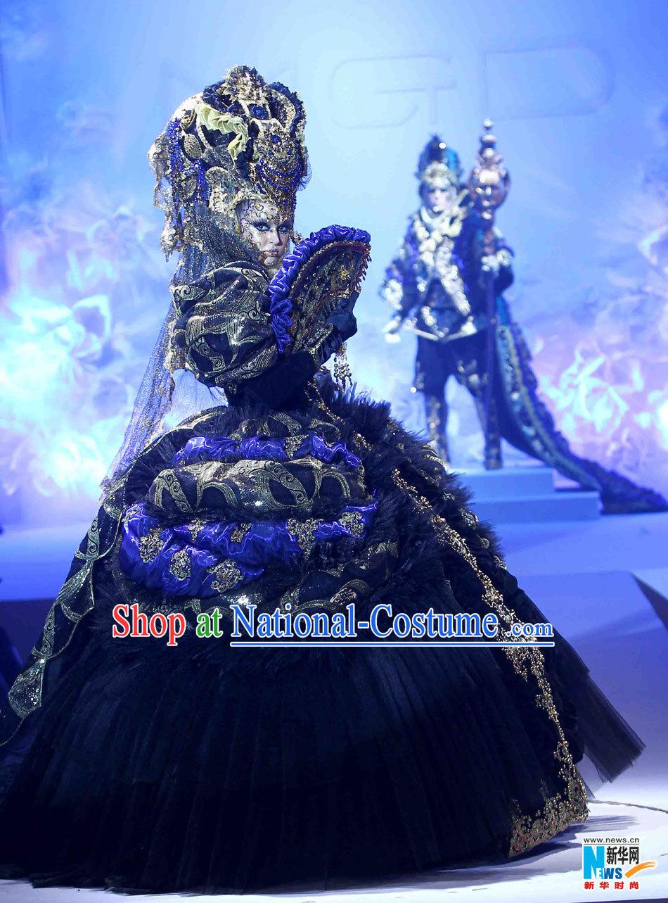 Asian Chinese Fashion Custom Tailored Custom Make Made to Order Chinese Style Fantasy Custom Made Professional Stage Performance Costumes and Hair Decoration Headwear Complete Set