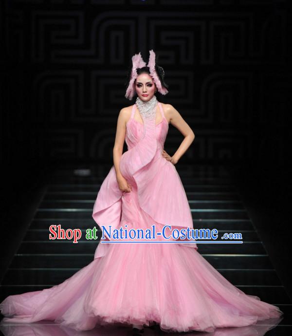 Asian Chinese Fashion Custom Tailored Custom Make Made to Order Chinese Style Fantasy Custom Made Professional Stage Performance Costumes and Hair Decoration Headwear Complete Set