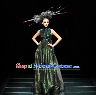 Asian Chinese Fashion Custom Tailored Custom Make Made to Order Chinese Style Fantasy Custom Made Professional Stage Performance Costumes and Hair Decoration Headwear Complete Set