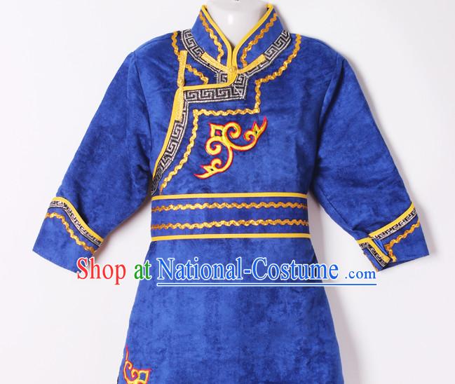 Chinese Traditional Ethnic Mongolian Dresses Complete Set for Girls Boys