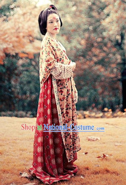 Ancient Chinese Tang Dynasty Clothing Complete Set for Women