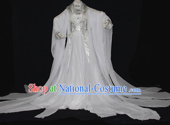 Ancient Chinese Imperial Royal White Hanfu Clothing Complete Set for Women