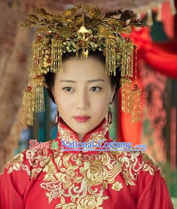 Chinese Traditional Bridal Hair Accessories Hair Sticks Hair Ornaments Chopsticks Gold Hair Pins Hairsticks Oriental Asian Head Jewellery Hair Clips Hair pIeces Hair Style