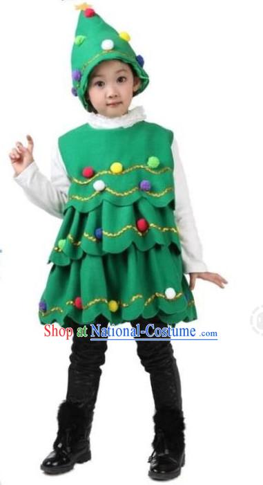 Chinese Christmas Tree Dance Dress for Children Girls