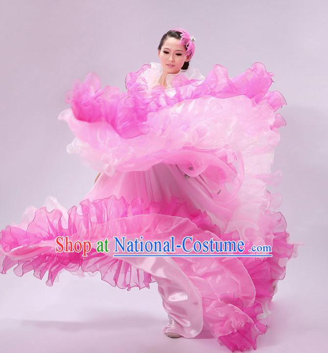 Chinese Stage Spainish Dance Costume and Headdress for Women