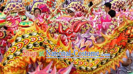 College Traditional Chinese Illuminated Dragon Dance Costumes Complete Set