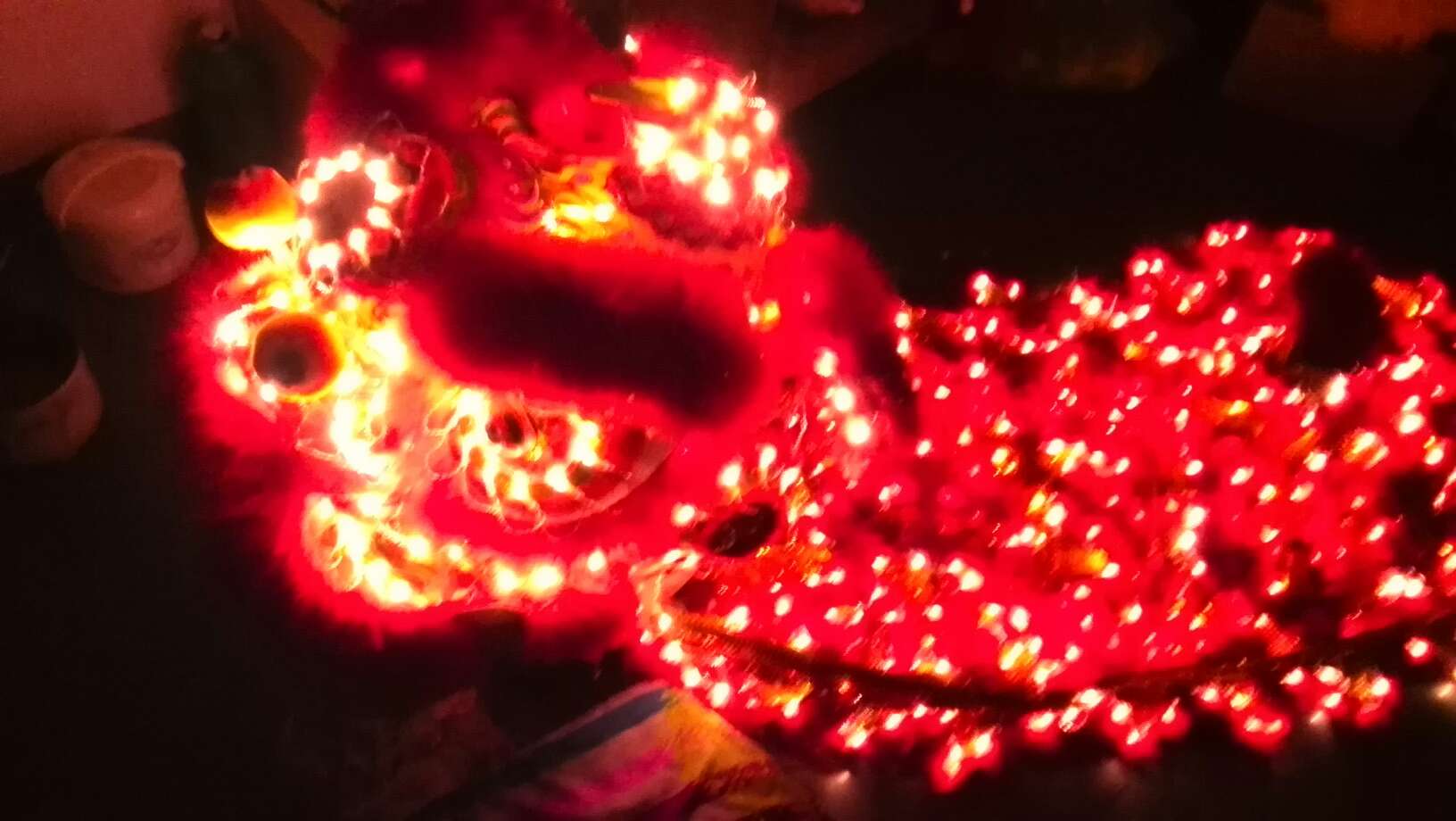 Red LED Lights Lion Dance Costumes Complete Set