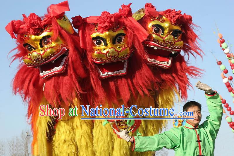 Chinese Traditional Hebei Province Northern Lion Dancing Costume Complete Set for Kids