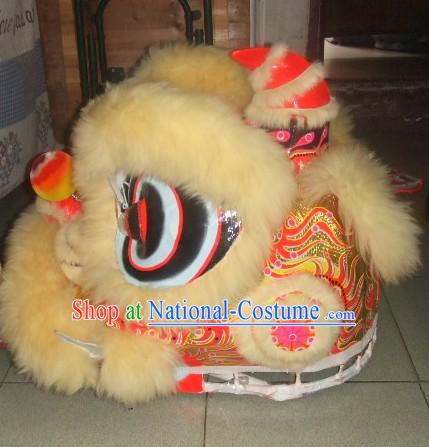 Top Beige 2008 Beijing Olympic Chinese Classical 100_ Natural Long Wool Lion Dance Costumes Complete Set