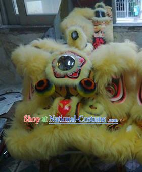 Top Chinese Classical 100_ Natural Long Wool Fut San Lion Dance Costume Complete Set