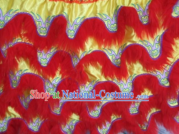 Chinese Traditional 100_ Natural Long Wool Lion Dancing Embroidered Body Costumes Pants Claws Set