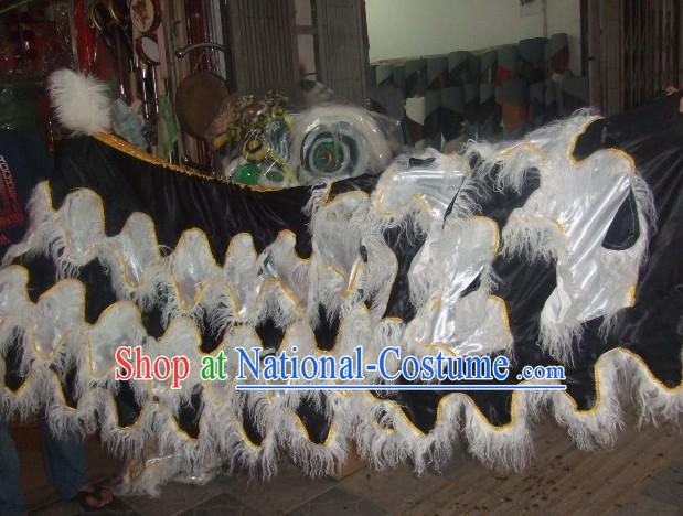 Chinese Traditional 100_ Natural Long Wool Lion Dance Body Costumes Pants Claws Set