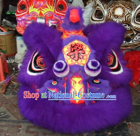 Purple Top Asian Chinese Lion Dance Troupe Performance Suppliers Pants Equipments Art Instruments Lion Tail Costume Complete Set for Adult Baby Children