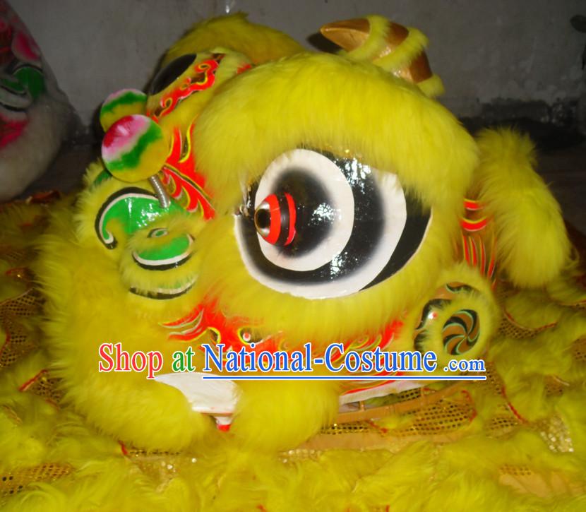 Yellow Top Asian Chinese Lion Dance Troupe Performance Suppliers Pants Equipments Art Instruments Lion Tail Costumes Complete Set for Women