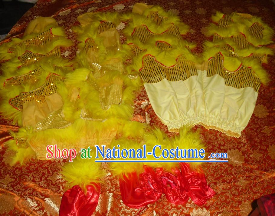 Yellow Top Asian Chinese Lion Dance Troupe Performance Suppliers Pants and Claws