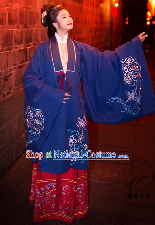 Ming Dynasty Clothing Garment and Hair Accessories Complete Set for Women