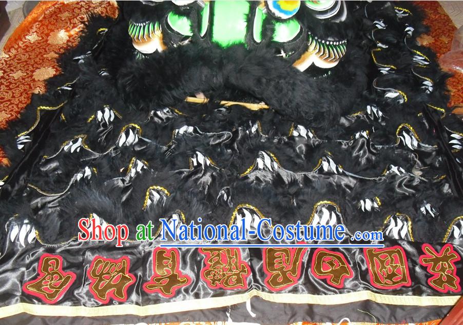 Black Color Top Asian Chinese Lion Dance Troupe Performance Suppliers Pants Equipments Art Instruments Lion Tail Costumes Set