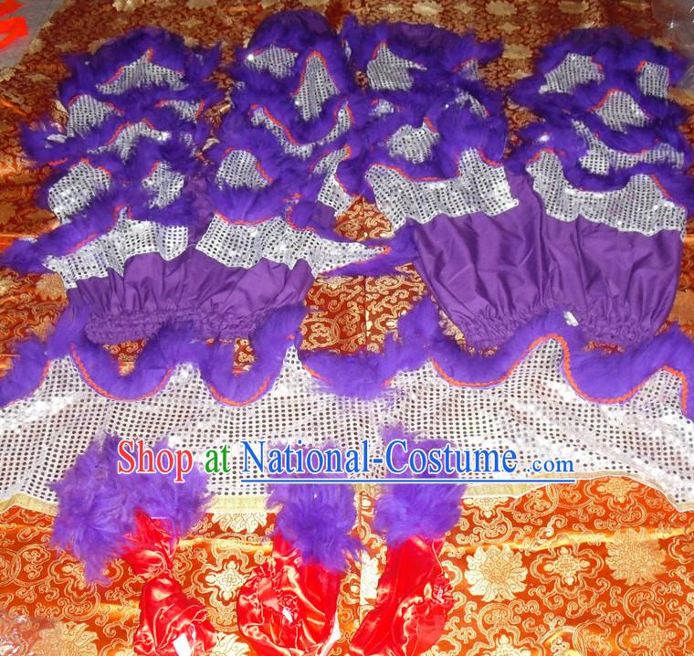 Purple Top Asian Chinese Lion Dance Troupe Performance Suppliers Pants and Claws