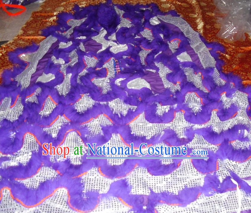 Purple Top Asian Chinese Lion Dance Troupe Performance Suppliers Pants Equipments Art Instruments Lion Tail Costume