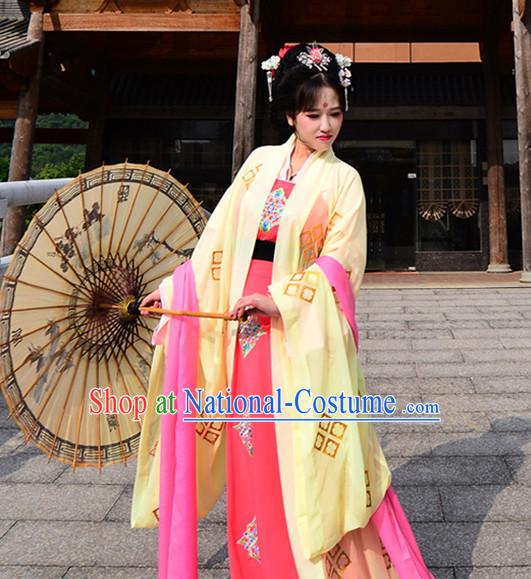 Ancient Chinese Clothing Dress Garment and Hair Accessories Complete Set for Women