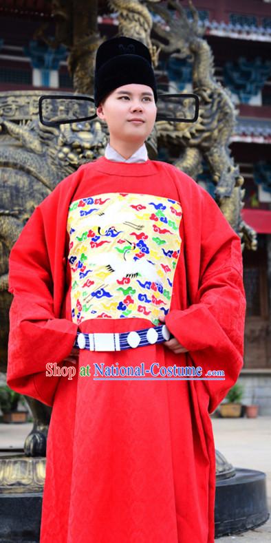 Ancient Chinese Clothing Dress Garment and Hair Accessories Complete Set for Men