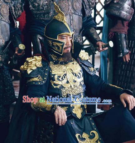 Ancient Chinese Superhero Emperor Fighter Body Armor Costumes Garments Complete Set for Men