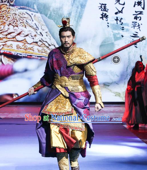 Ancient Chinese Emperor Body Armor Costumes Hanfu Dresses Complete Set for Men