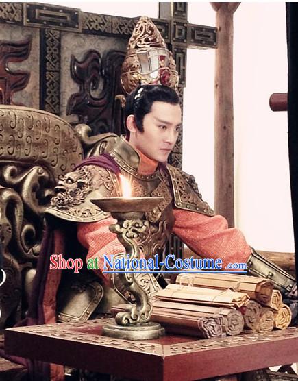 Ancient Chinese Emperor Body Armor Costumes Hanfu Dresses Complete Set for Men