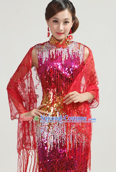 Sleeveless Traditional Handmade Shinning Sequined Cheongsam