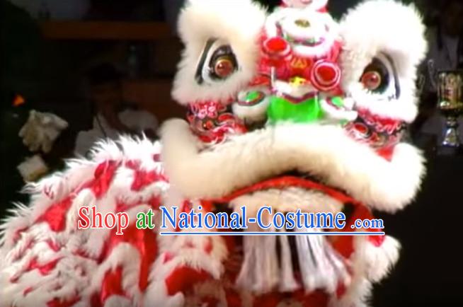 Chinese Classical Style Red Fut San Lion Dance Equipments Complete Set